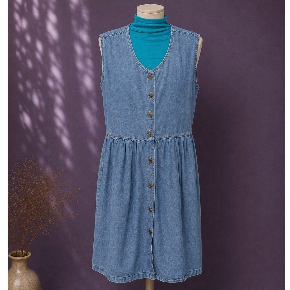 Sostanza plus size 100% cotton denim dress
